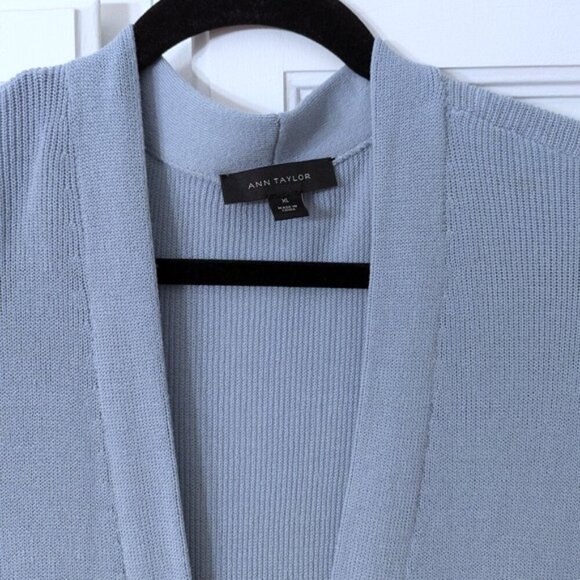 Ann Taylor Ribbed Boyfriend Cardigan Dusty Blue Size XL - Picture 4 of 7